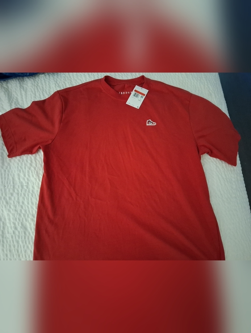 Jordan Red Crew Neck Shoe Patch Men's T-Shirt